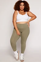 Womens Plus Basic Waistband High Waist Leggings, 1X
