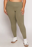 Womens Plus Basic Waistband High Waist Leggings,
