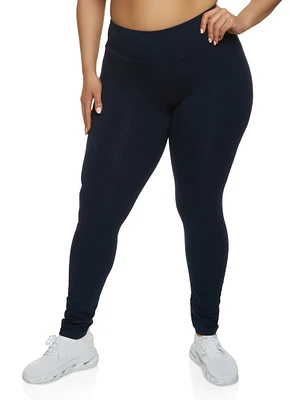 Womens Plus Basic Waistband High Waist Leggings,