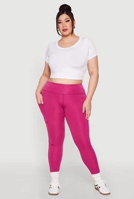 Womens Plus Size Side Pocket Leggings, Pink, Size 1X