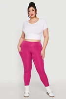Womens Plus Size Side Pocket Leggings, Pink, Size 1X