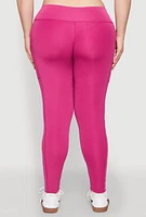 Womens Plus Size Side Pocket Leggings, Pink, Size 1X