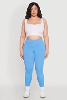 Womens Plus Size Cell Phone Pocket Leggings, Blue, Size 3X