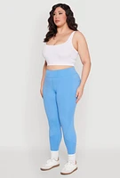 Womens Plus Size Cell Phone Pocket Leggings, Blue, Size 3X