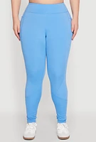 Womens Plus Size Cell Phone Pocket Leggings, Blue, Size 3X