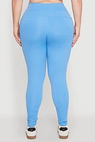 Womens Plus Size Cell Phone Pocket Leggings, Blue, Size 3X