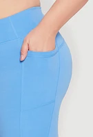 Womens Plus Size Cell Phone Pocket Leggings, Blue, Size 3X