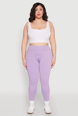 Womens Plus Size Cell Phone Pocket Leggings, Purple, Size 1X