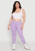Womens Plus Size Cell Phone Pocket Leggings, Purple, Size 1X