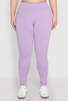 Womens Plus Size Cell Phone Pocket Leggings, Purple, Size 1X