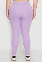 Womens Plus Size Cell Phone Pocket Leggings, Purple, Size 1X