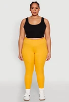 Womens Plus Size Side Zip Pocket Leggings, Yellow, Size 1X