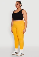 Womens Plus Size Side Zip Pocket Leggings, Yellow, Size 1X