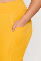 Womens Plus Size Side Zip Pocket Leggings, Yellow, Size 1X