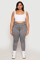 Womens Plus Size Side Pocket High Waist Active Leggings, Grey, Size 1X