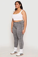 Womens Plus Size Side Pocket High Waist Active Leggings, Grey, Size 1X