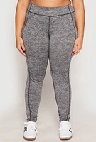Womens Plus Size Side Pocket High Waist Active Leggings, Grey, Size 1X
