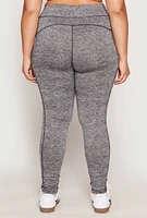 Womens Plus Size Side Pocket High Waist Active Leggings, Grey, Size 1X