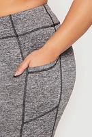 Womens Plus Size Side Pocket High Waist Active Leggings, Grey, Size 1X