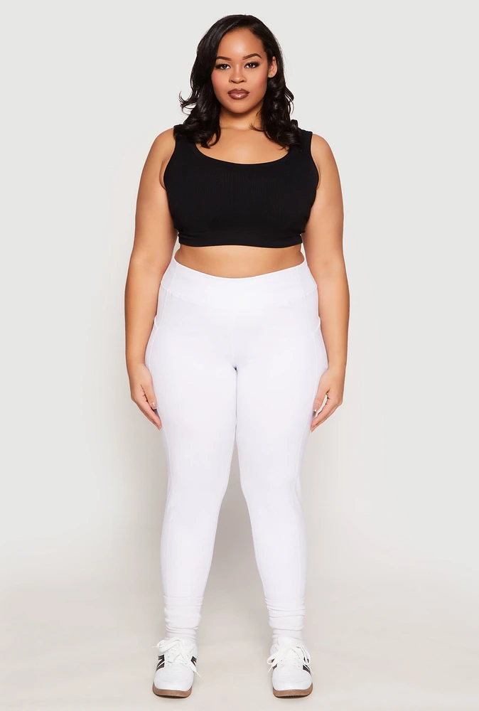 Womens Plus Side Pocket High Waist Active Leggings,