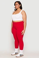 Womens Plus Size Side Pocket High Waist Active Leggings, Red, Size 2X