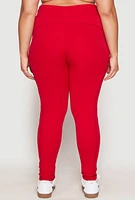 Womens Plus Size Side Pocket High Waist Active Leggings, Red, Size 2X