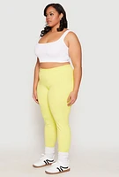 Womens Plus Size Side Pocket High Waist Active Leggings, Yellow, Size 2X