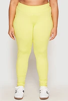 Womens Plus Size Side Pocket High Waist Active Leggings, Yellow, Size 2X