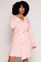 Womens Plus Size Girl Gang Graphic Cami Nightgown with Robe, Pink, Size 2X