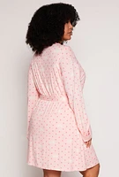 Womens Plus Size Girl Gang Graphic Cami Nightgown with Robe, Pink, Size 2X