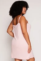 Womens Plus Size Girl Gang Graphic Cami Nightgown with Robe, Pink, Size 2X