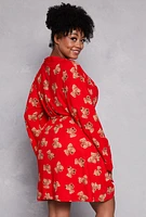 Womens Plus Size Love You Beary Much Nightgown with Robe, Red, Size 2X