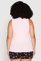 Womens Plus Size Sexy Fabulous Single Pajama Tank Top and Shorts, Pink, Size 1X