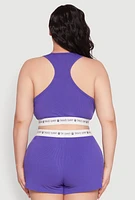 Womens Plus Size Beauty Queen Trim Pajama Tank Top and Shorts, Purple, Size 1X