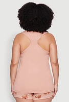 Womens Plus Size Mama Bear Pajama Tank Top and Shorts, Brown, Size 1X
