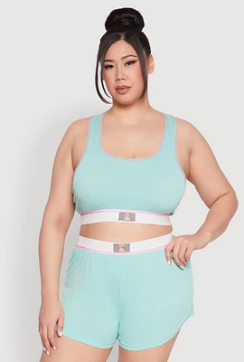 Womens Plus Always Be Happy Racerback Pajama Top and Shorts,