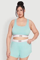 Womens Plus Always Be Happy Racerback Pajama Top and Shorts,