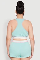 Womens Plus Size Always Be Happy Racerback Pajama Top and Shorts, Green, Size 1X