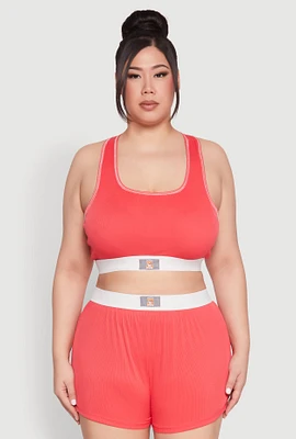 Womens Plus Always Be Happy Racerback Pajama Top and Shorts,