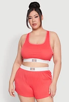 Womens Plus Always Be Happy Racerback Pajama Top and Shorts,