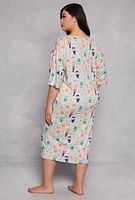 Womens Plus Size Graphic Print Sleepshirt, Multi