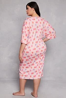 Womens Plus Size Graphic Print Sleepshirt, Pink