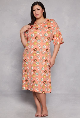 Womens Plus Size Graphic Print Sleepshirt, Orange