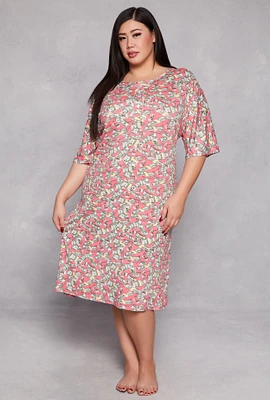 Womens Plus Size Graphic Print Sleepshirt, Multi