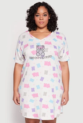 Womens Plus Gummy Bear Print Short Sleeve Sleepshirt,