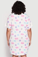 Womens Plus Gummy Bear Print Short Sleeve Sleepshirt,