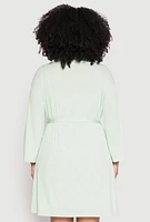Womens Plus Graphic Print Lace Trim Nightgown and Robe, 1X