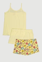 Womens Plus Size Pajama Cami and Good Morning Shorts 3 Pack, Yellow, Size 3X