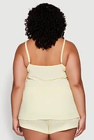 Womens Plus Size Pajama Cami and Good Morning Shorts 3 Pack, Yellow, Size 3X
