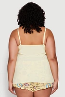 Womens Plus Size Pajama Cami and Good Morning Shorts 3 Pack, Yellow, Size 3X